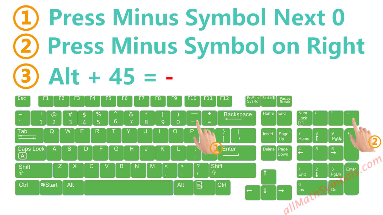 Type a Minus Sign on pc windows