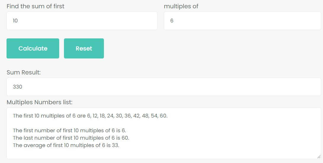 sum of multiples of 6 from 1 to 100