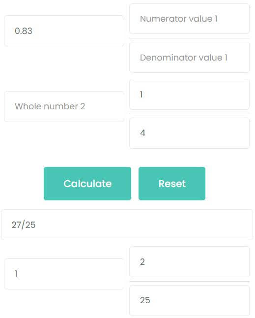 Adding proper fraction with decimals