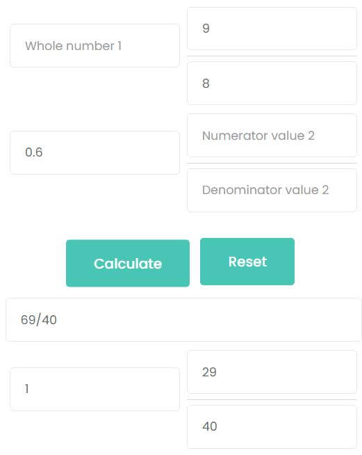 Adding decimals with improper fraction