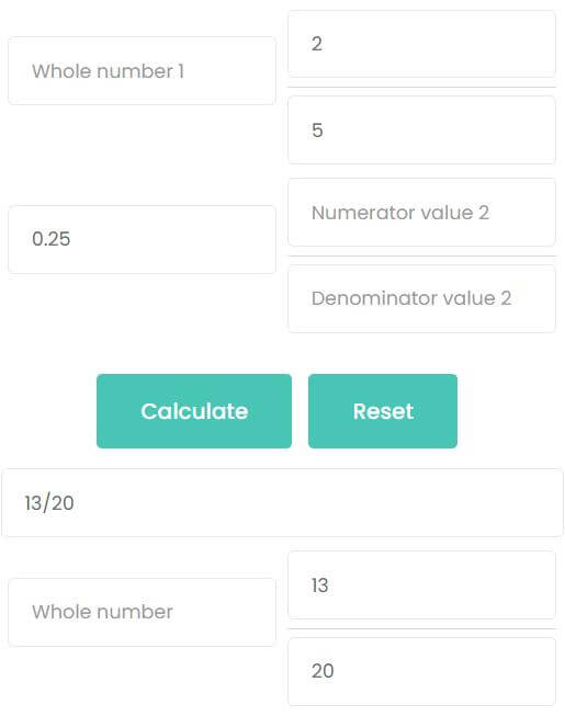 Adding decimals with proper fraction