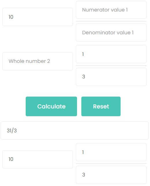 Adding proper fraction with whole number