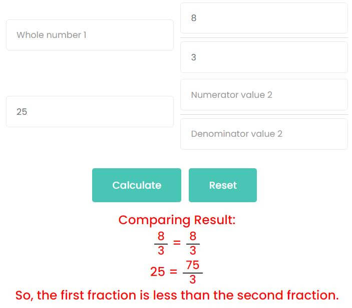 Comparison of improper fractions and whole numbers