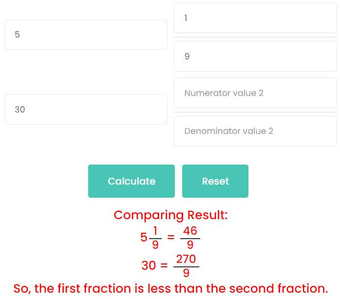 Comparison of mixed fractions and whole numbers