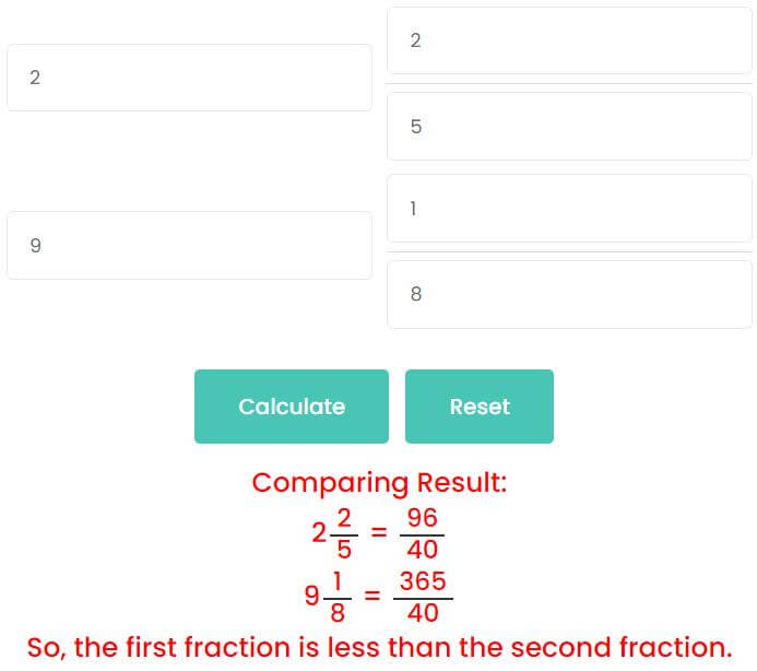 Comparison of mixed fractions