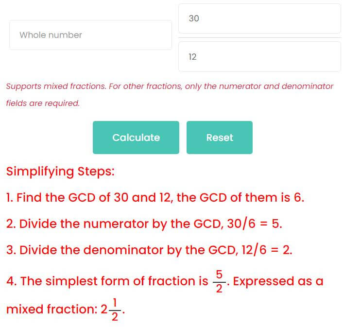 Simplify improper fractions