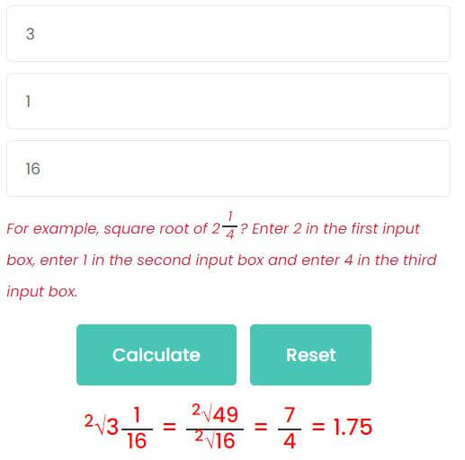 Square root of mixed fraction