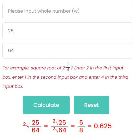 Square root of proper or improper fraction