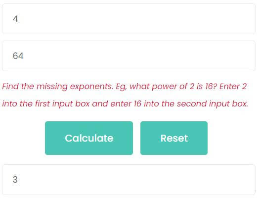 what exponent of 4 is 64