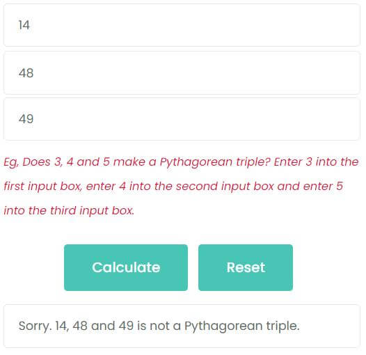 Are 14, 48 and 49 is a Pythagorean triple