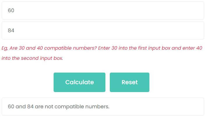 Are 60 and 84 compatible numbers