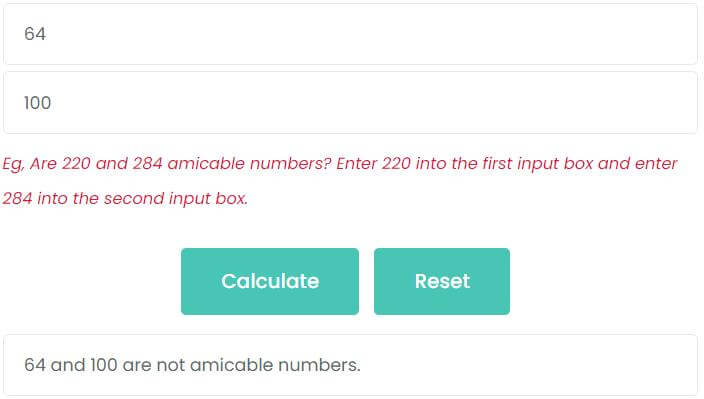 Are 64 and 100 amicable numbers