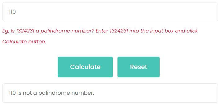 Is 110 a palindrome number