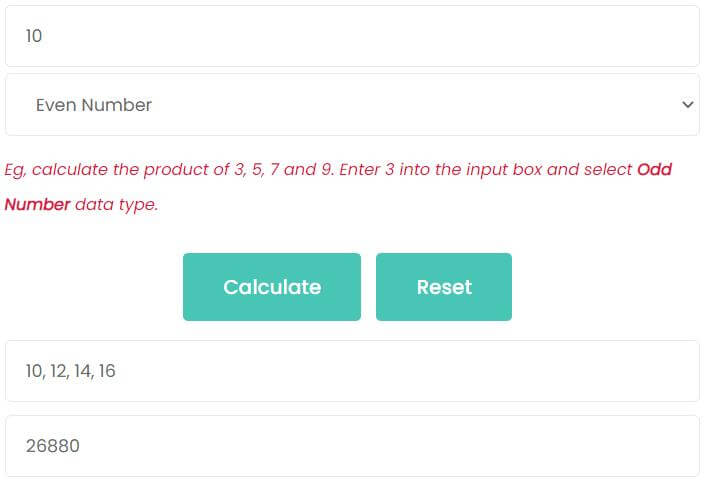 product of consecutive even integers 10, 12, 14 and 16