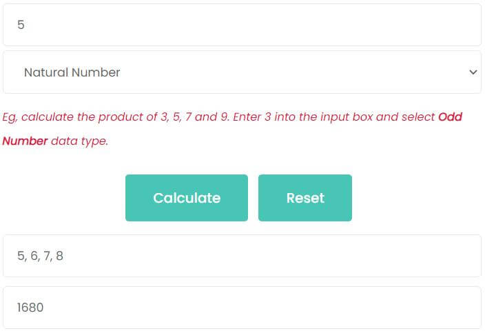 product of consecutive integers 5, 6, 7 and 8