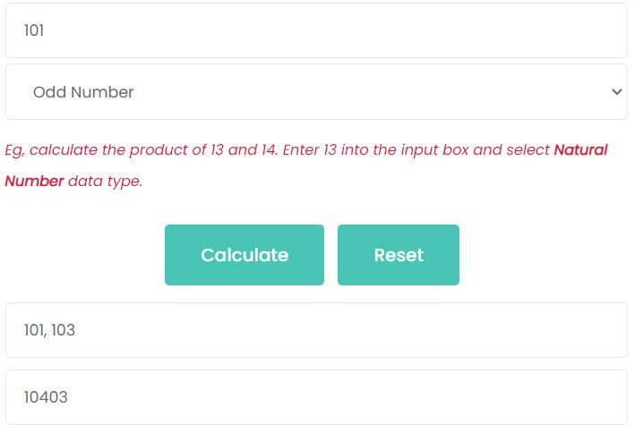 product of consecutive odd integers 101 and 103