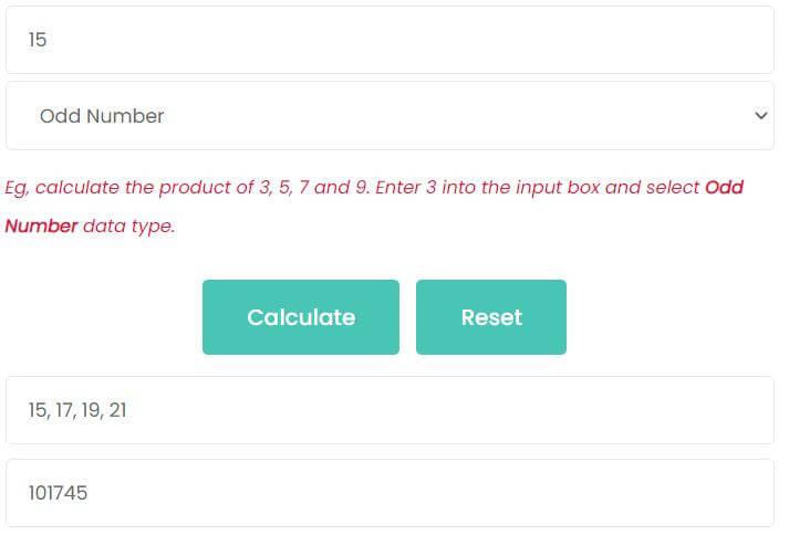 product of consecutive odd integers 15, 17, 19 and 21