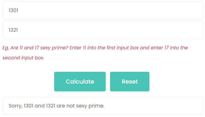 Are 1301 and 1321 sexy prime?