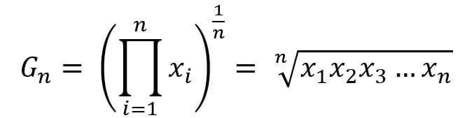 Formula of geometric mean