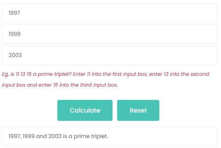 Is 1997, 1999 and 2003 a prime triplet?