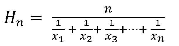 Simple formula of harmonic mean