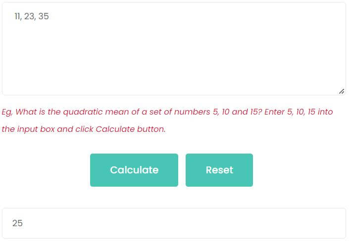 What is the quadratic mean of 11 23 and 35?