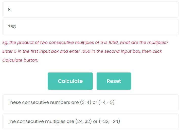 The product of two consecutive multiples of 8 is 768, what are the two consecutive multiples?