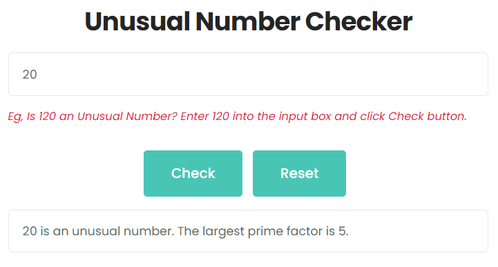 Checking if 20 is an unusual number