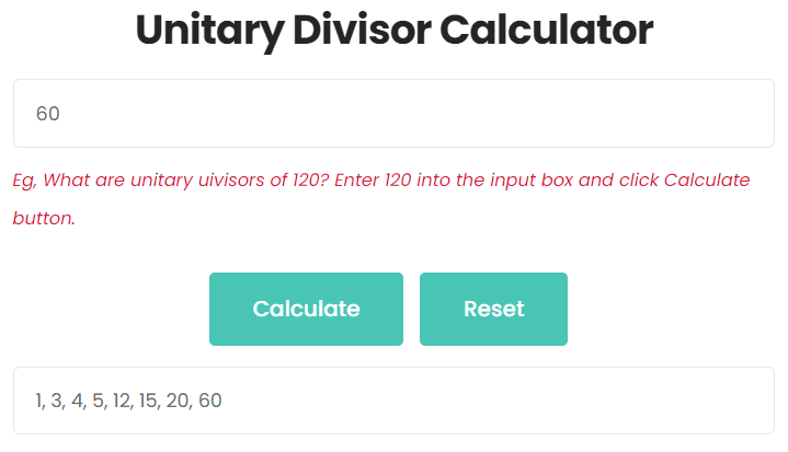 Find unitary divisors of 60